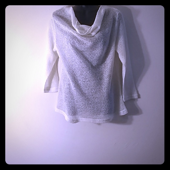 Spense Sweaters - Spense petites cowl neck metallic sheer sweater